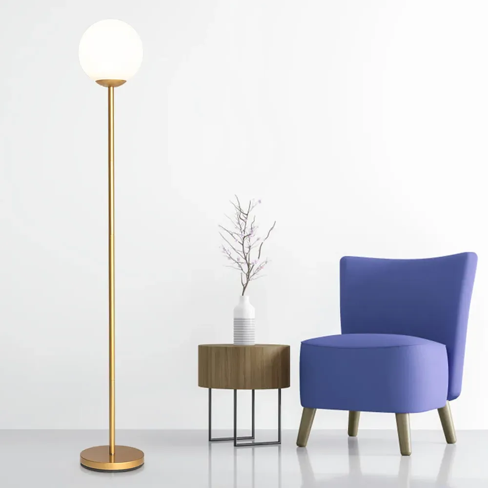 Golden Globe Floor Lamp with Acrylic Lampshade - Gold