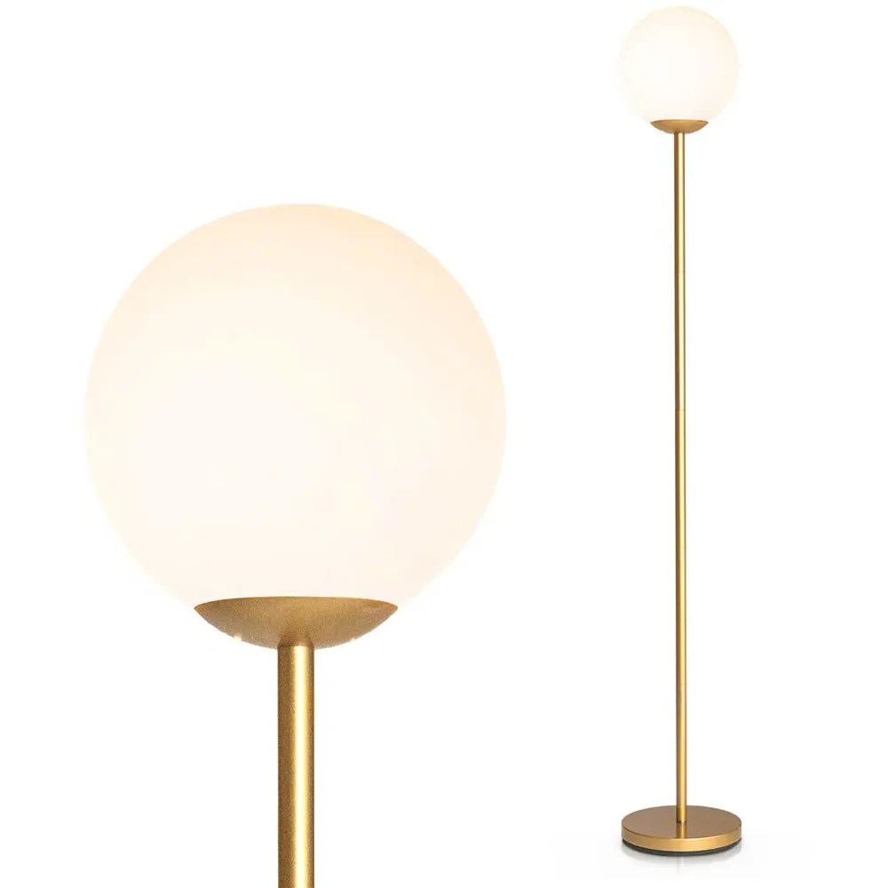 Golden Globe Floor Lamp with Acrylic Lampshade - Gold