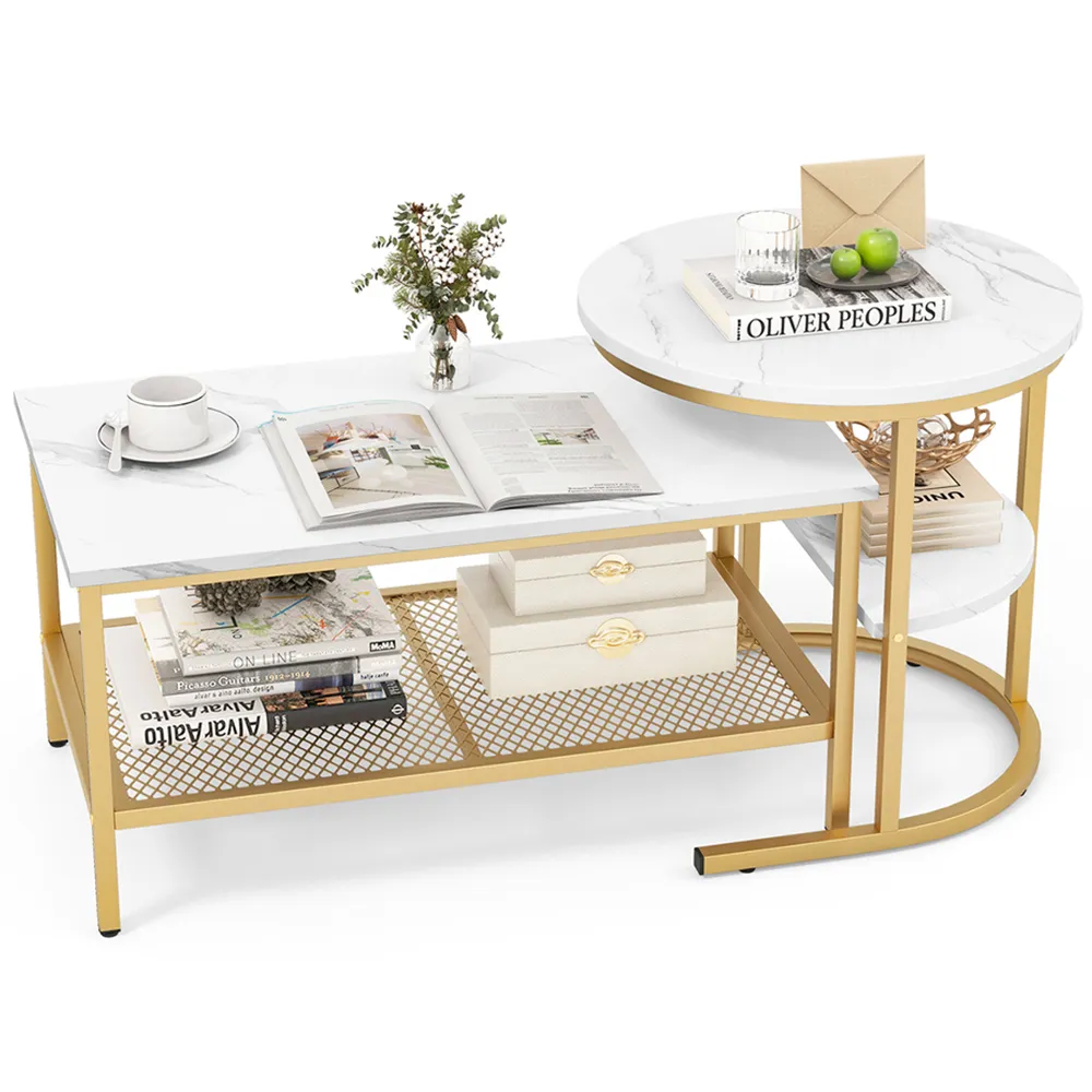 Golden Nest of Tables Set of 2 - Gold