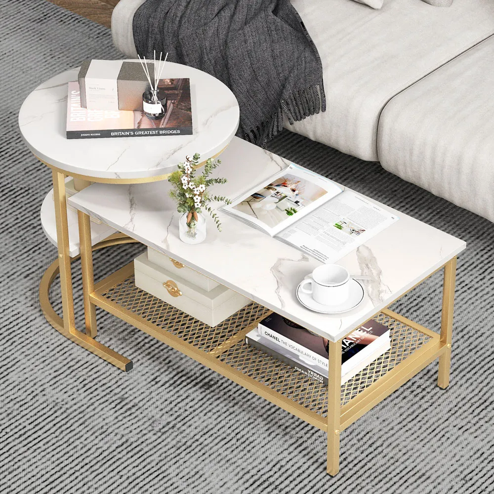 Golden Nest of Tables Set of 2 - Gold
