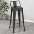 Gun Metal Bar Stool with Removable Backrest Set of 4 - Black