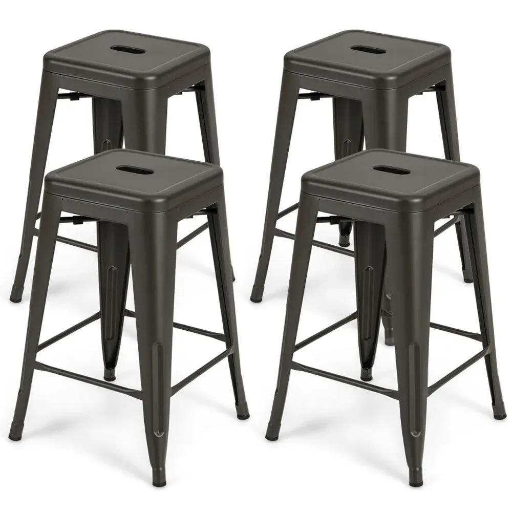 Gun Metal Nesting Bar Stool Set of 4 - Black
