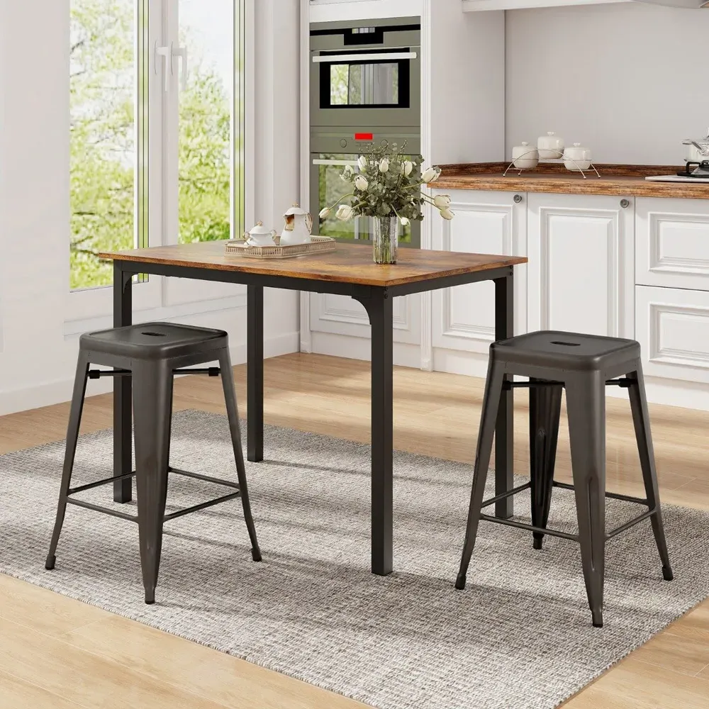 Gun Metal Nesting Bar Stool Set of 4 - Black