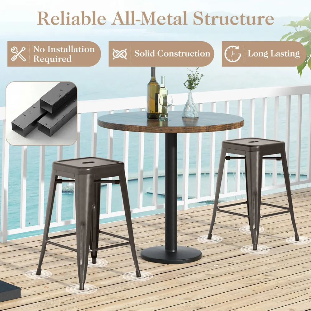 Gun Metal Nesting Bar Stool Set of 4 - Black