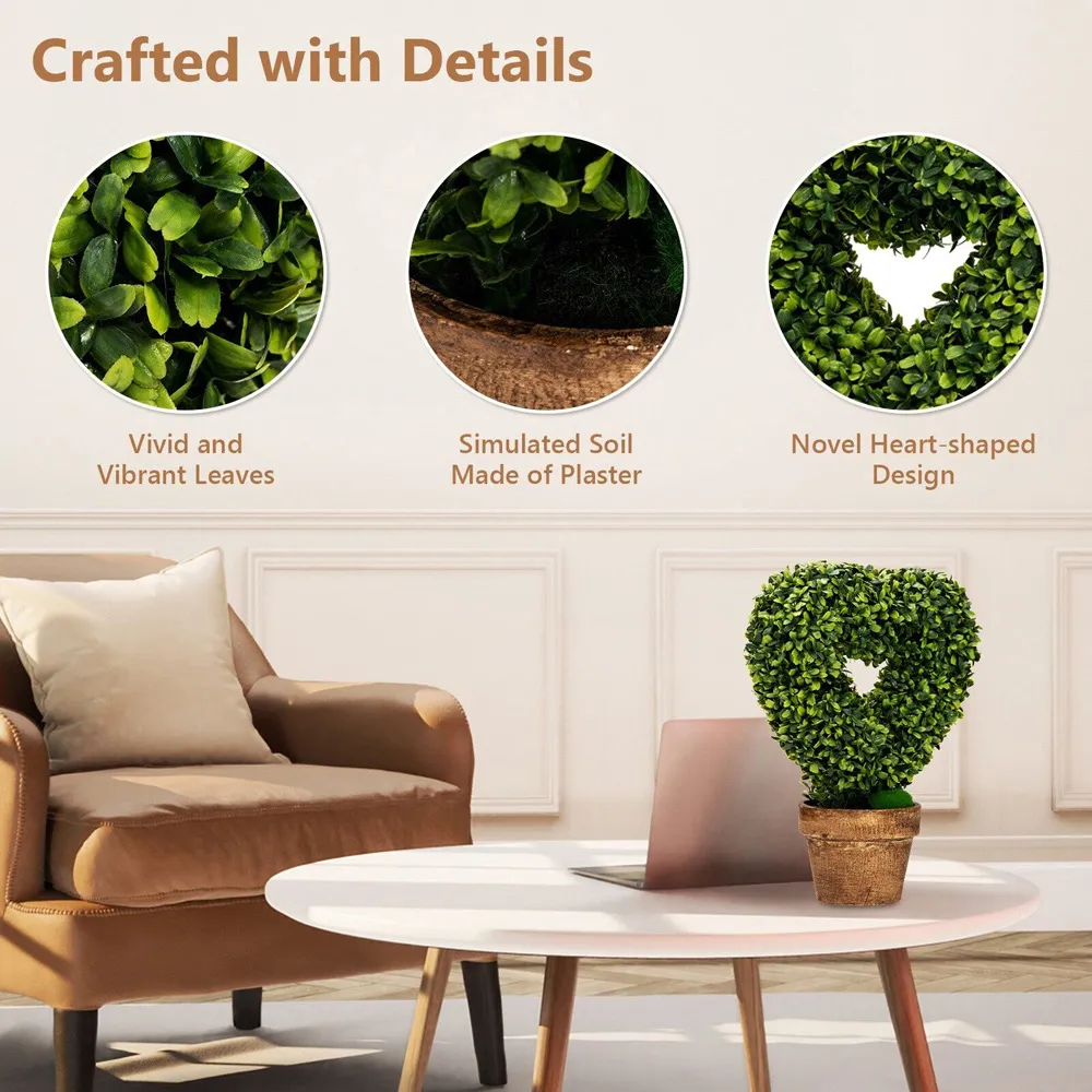 Heart Shape Artificial Plant 4 Pack - Green