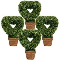 Heart Shape Artificial Plant 4 Pack - Green