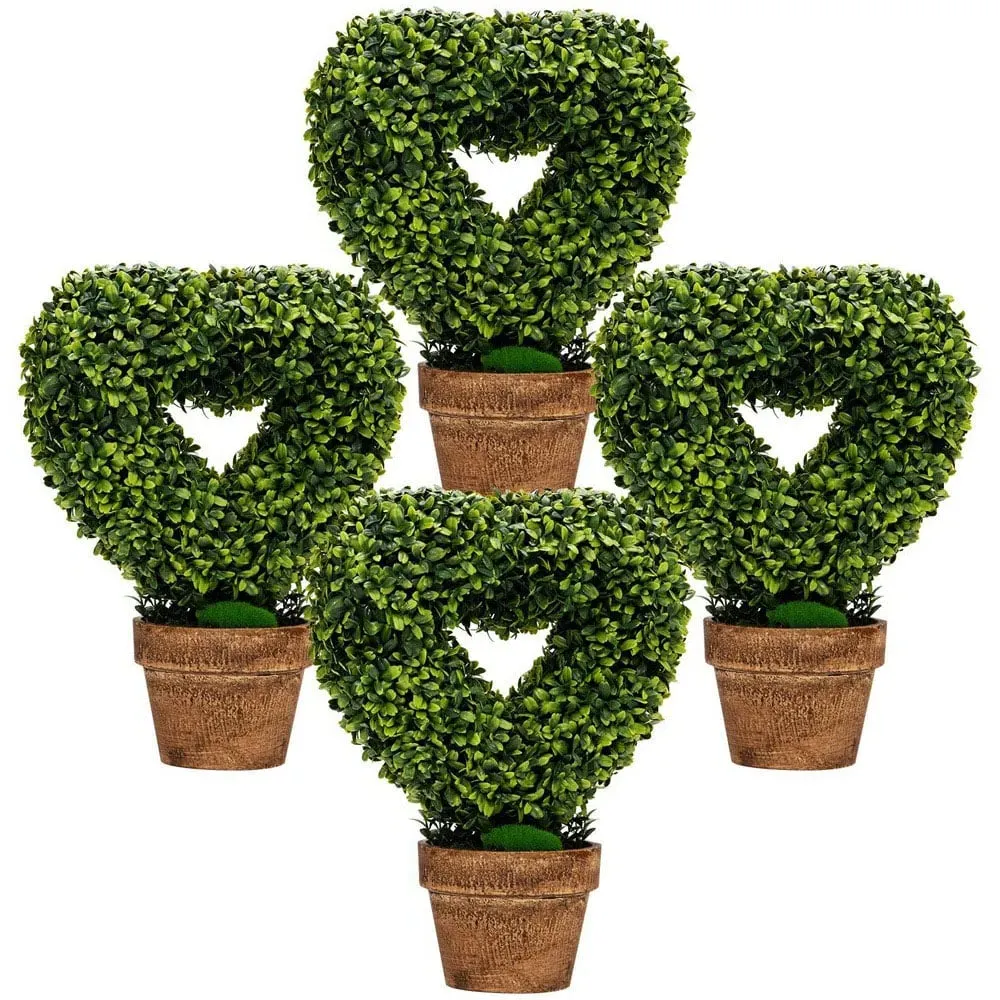 Heart Shape Artificial Plant 4 Pack - Green