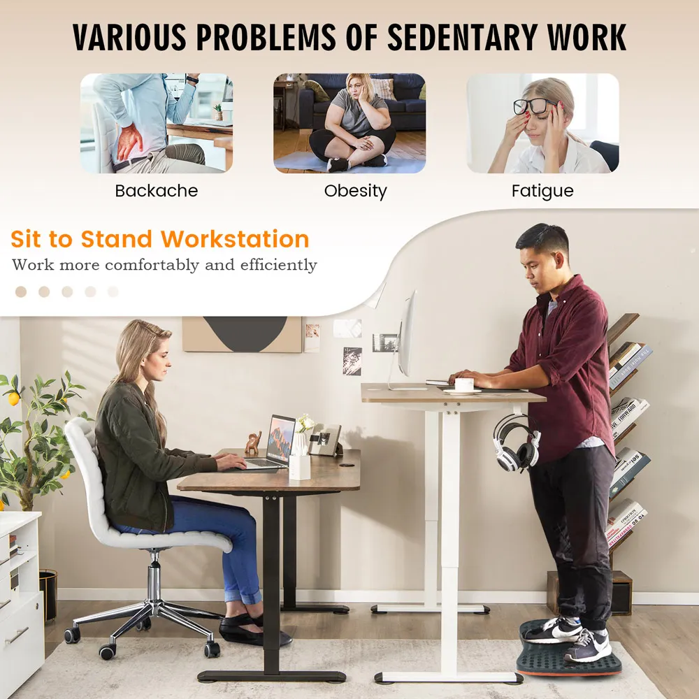 Height Adjustable Computer Desk with Headphone Hook - Cream