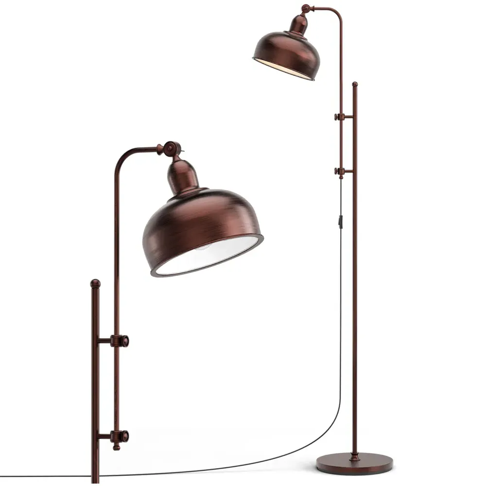 Height Adjustable Industrial Floor Lamp - Brown