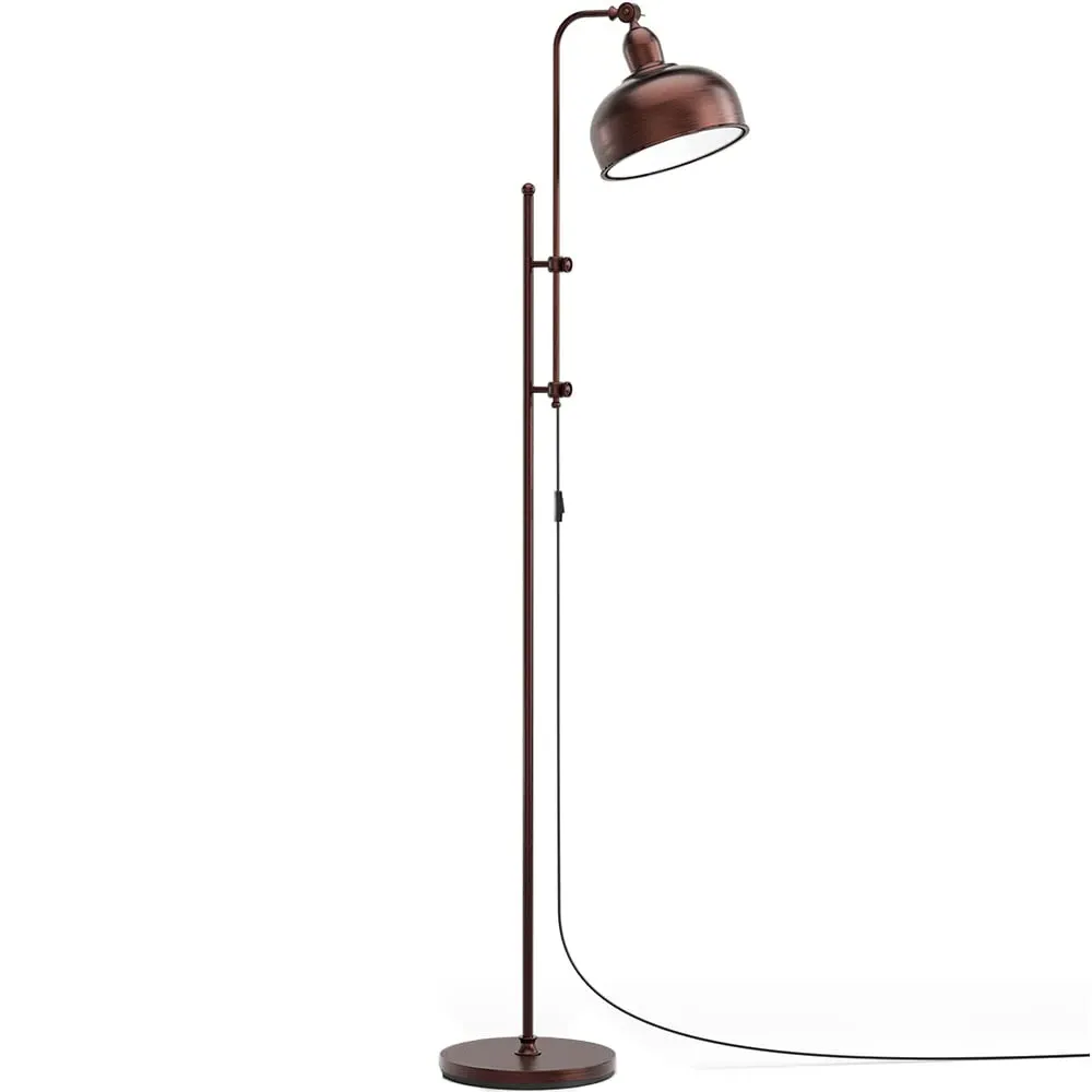 Height Adjustable Industrial Floor Lamp - Brown