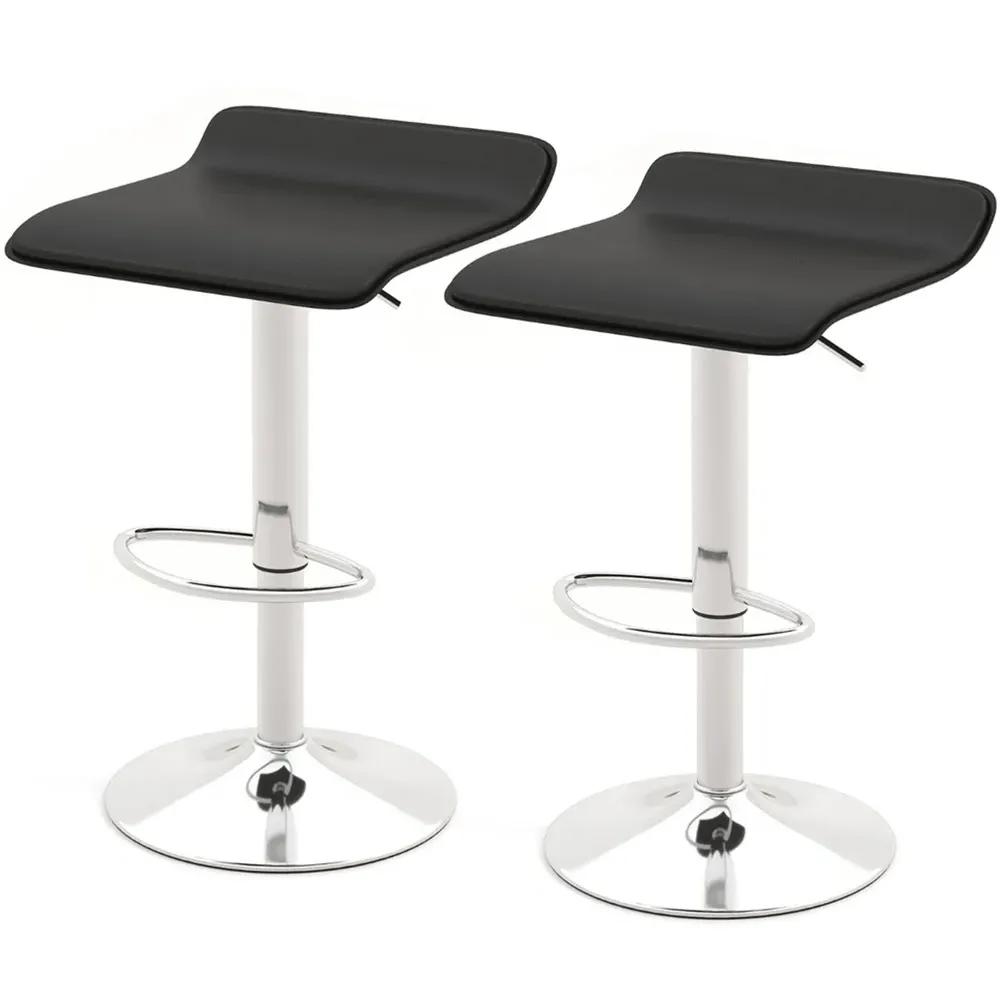 Height Adjustable Swivel Bar Stool Set of 2 - Black