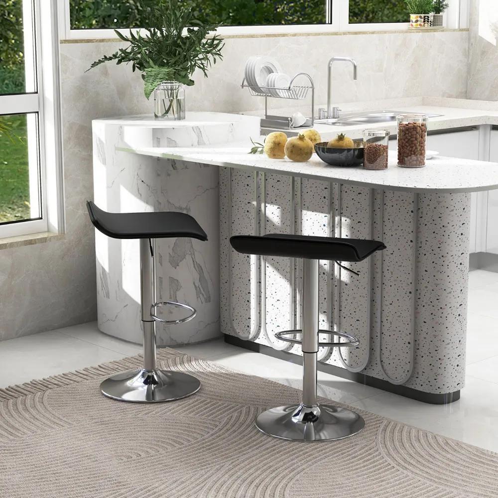 Height Adjustable Swivel Bar Stool Set of 2 - Black