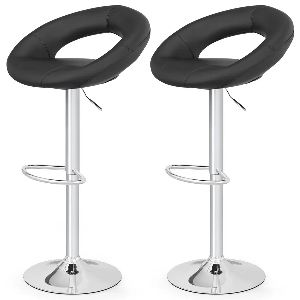 Height Adjustable Swivel Bar Stool Set of 2 - Black