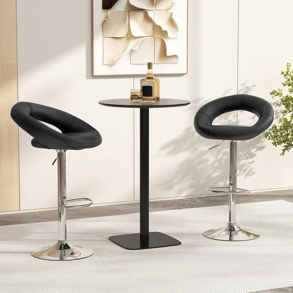 Height Adjustable Swivel Bar Stool Set of 2 - Black