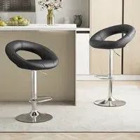 Height Adjustable Swivel Bar Stool Set of 2 - Black