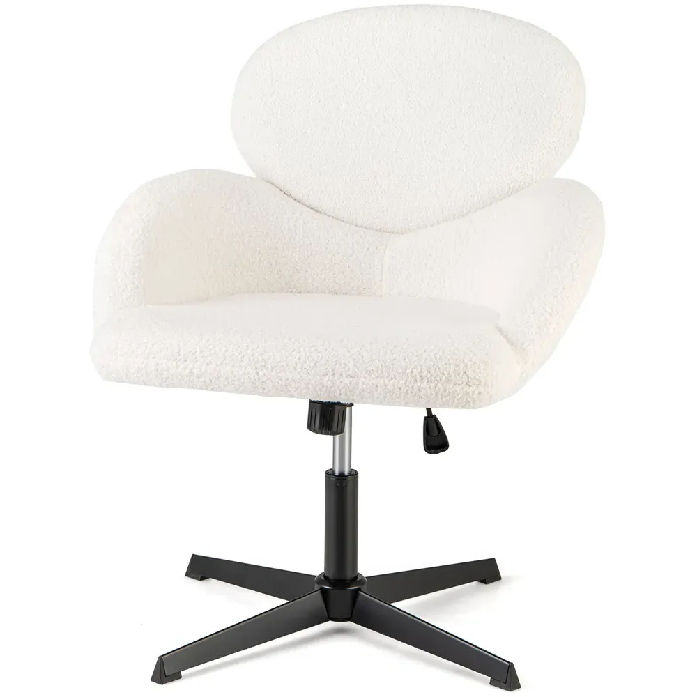 Height Adjustable Swivel Chair with Rocking Function - White