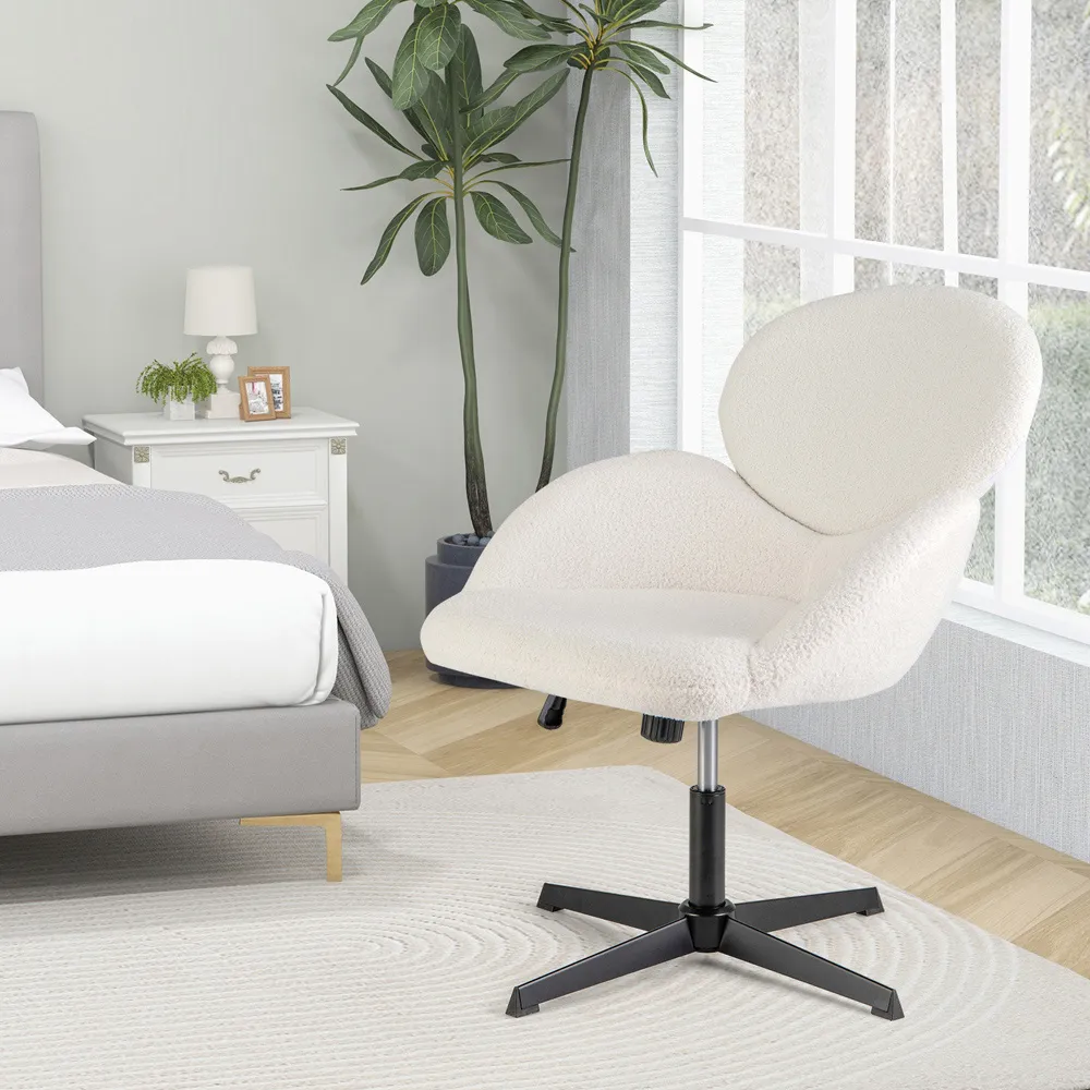 Height Adjustable Swivel Chair with Rocking Function - White