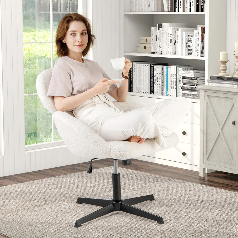 Height Adjustable Swivel Chair with Rocking Function - White