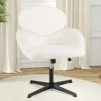 Height Adjustable Swivel Chair with Rocking Function - White