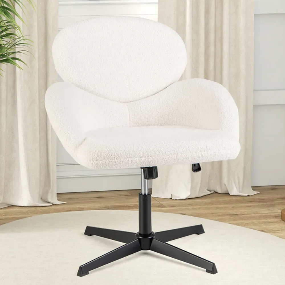 Height Adjustable Swivel Chair with Rocking Function - White image