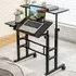 Height Adjustable Workstation with Wheels - Black