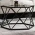 Hexagonal Coffee Table with Storage - Black, Glass