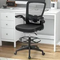 High Back Mesh Office Chair with Footrest - Black