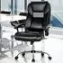 High Back Office Chair with Armrests - Black, PVC Leather