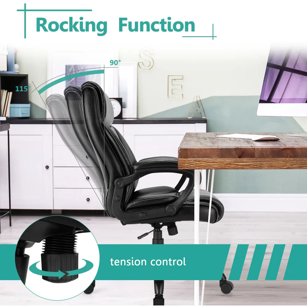 High Back Rocking Office Chair - Black