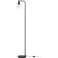 Industrial Floor Lamp with Glass Lampshade - Black