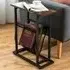 Industrial Sofa Side Table with Mesh Magazine Holder - Multi