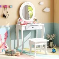 Kids 3 Shelf Vanity Dressing Table Set - White