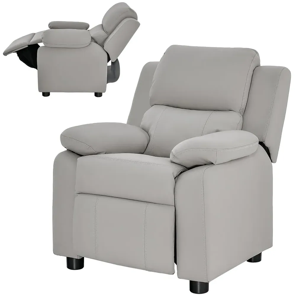 Kids Recliner Chair with Adjustable Backrest - Light Grey