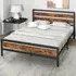 King Size Bed Frame with Rustic Headboard - Brown, Metal