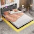 King Size Floating Bed Frame with Charging Station - Grey
