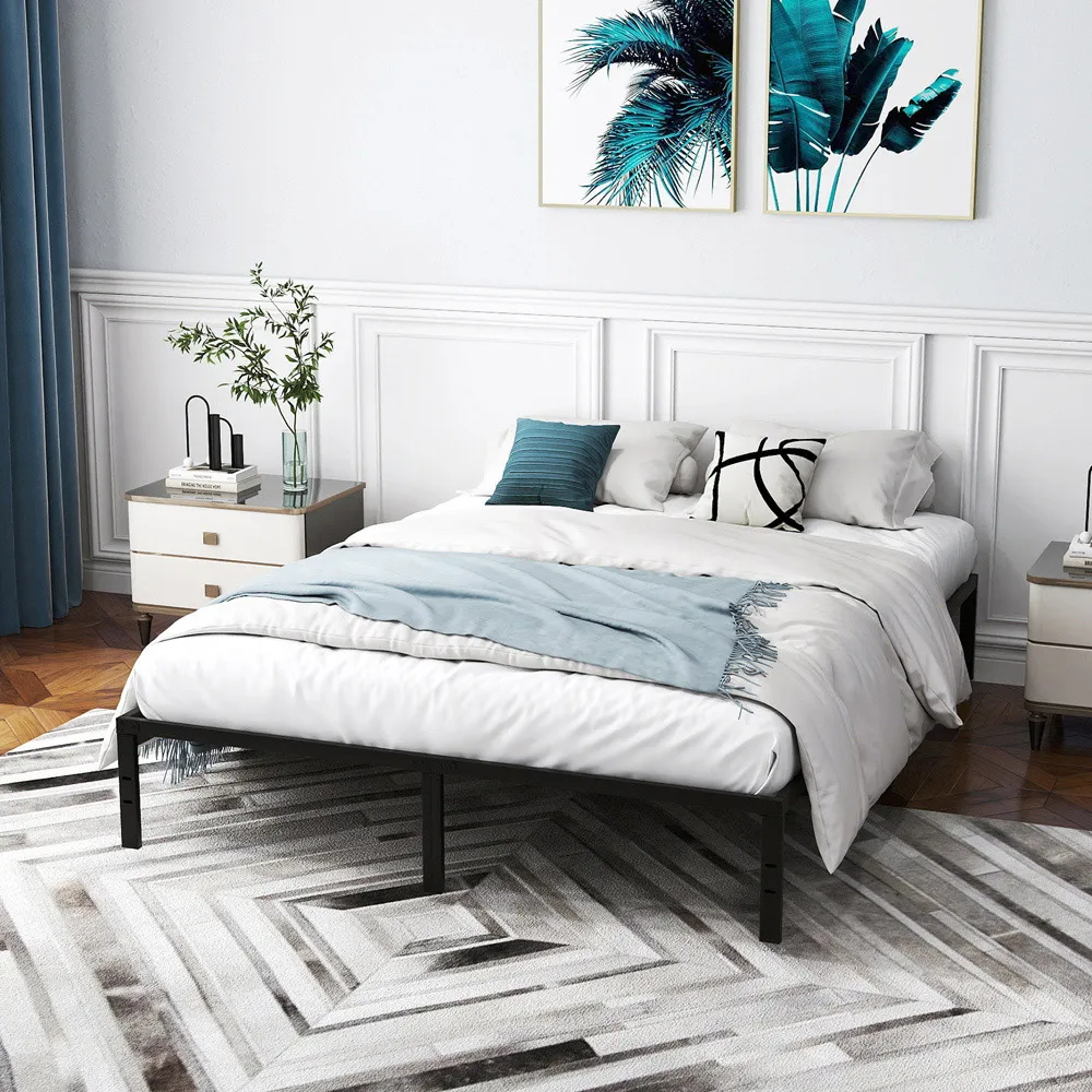 King Size Heavy Duty Metal Platform Bed Frame - Black