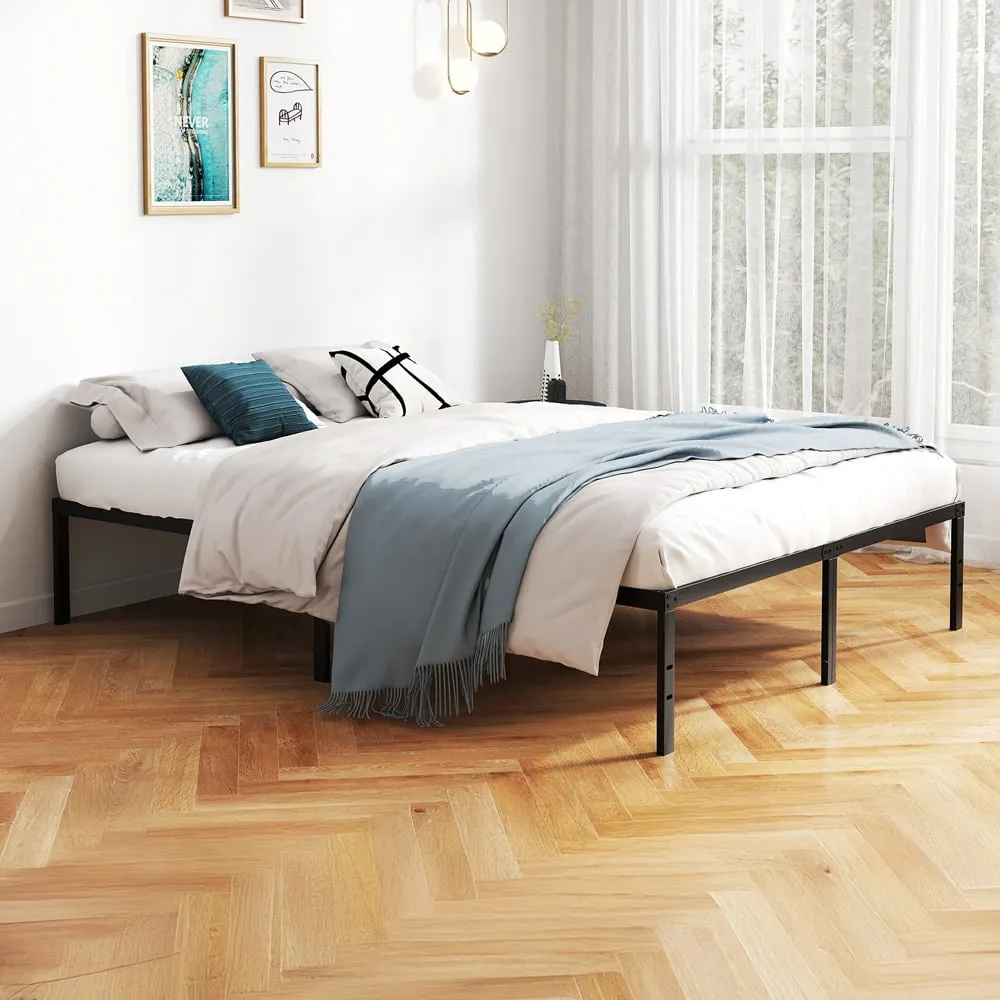 King Size Heavy Duty Metal Platform Bed Frame - Black image