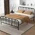King Size Metal Bed Frame with Headboard and Footboard - Black