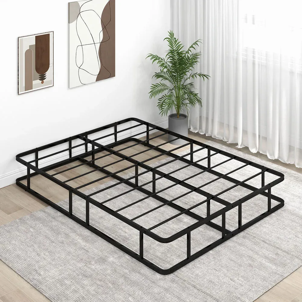 King Size Metal Bed Frame with Metal Slat Support - Black