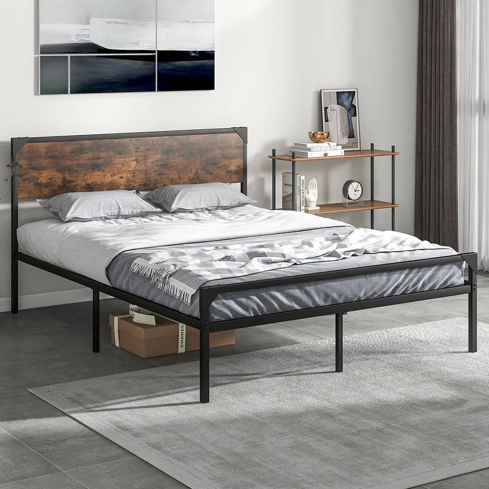 King Size Metal Platform Bed Frame with 9 Support Legs
