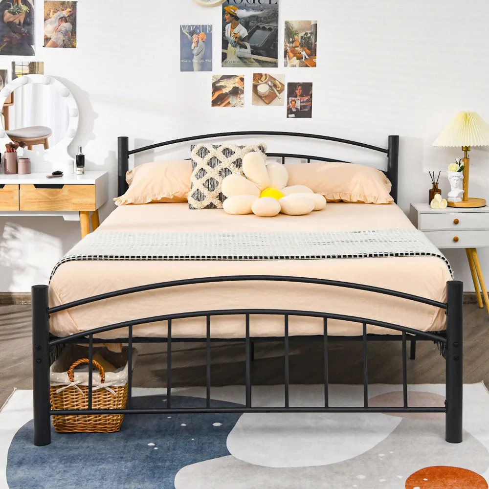 King Size Metal Platform Bed Frame with Headboard