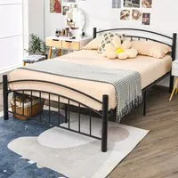 King Size Metal Platform Bed Frame with Headboard