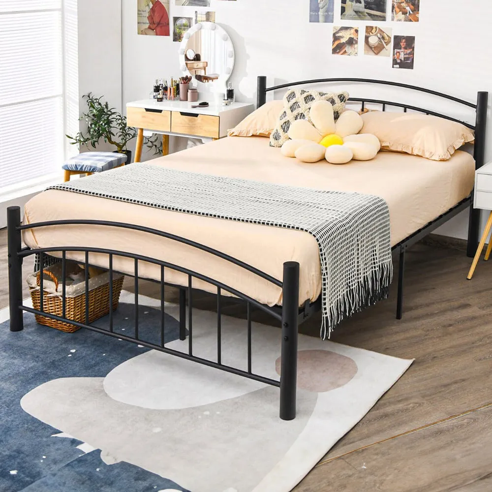King Size Metal Platform Bed Frame with Headboard