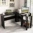 L-Shaped Computer Desk with 2 Shelves - Black