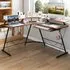 L-Shaped Computer Desk with Power Outlet - Brown