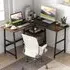 L-Shaped Computer Desk with USB Port - Brown