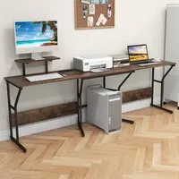 L-Shaped Corner Computer Desk - Rustic Brown