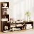 L-Shaped Media Console Table with Storage - Rustic Brown
