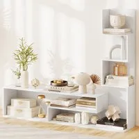 L-Shaped Media Console Table with Storage - White