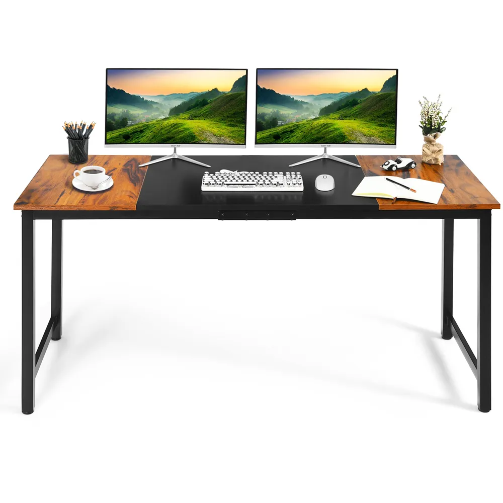 Large Computer Desk - Oak, Black